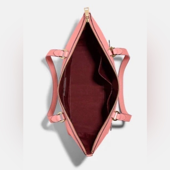 #1307 - NWT Coach GALLERY Tote Leather Handbag, Candy Pink & Gold Zip Top Bag - Picture 4 of 14